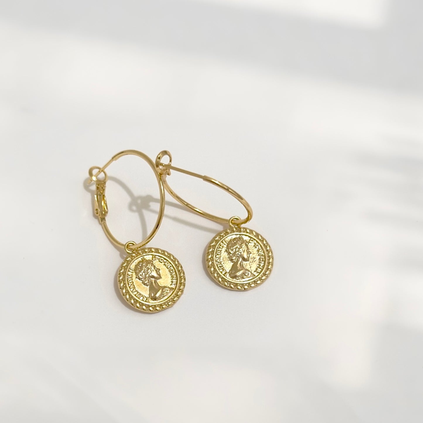ELIZA Coin Medallion Hoop Earrings