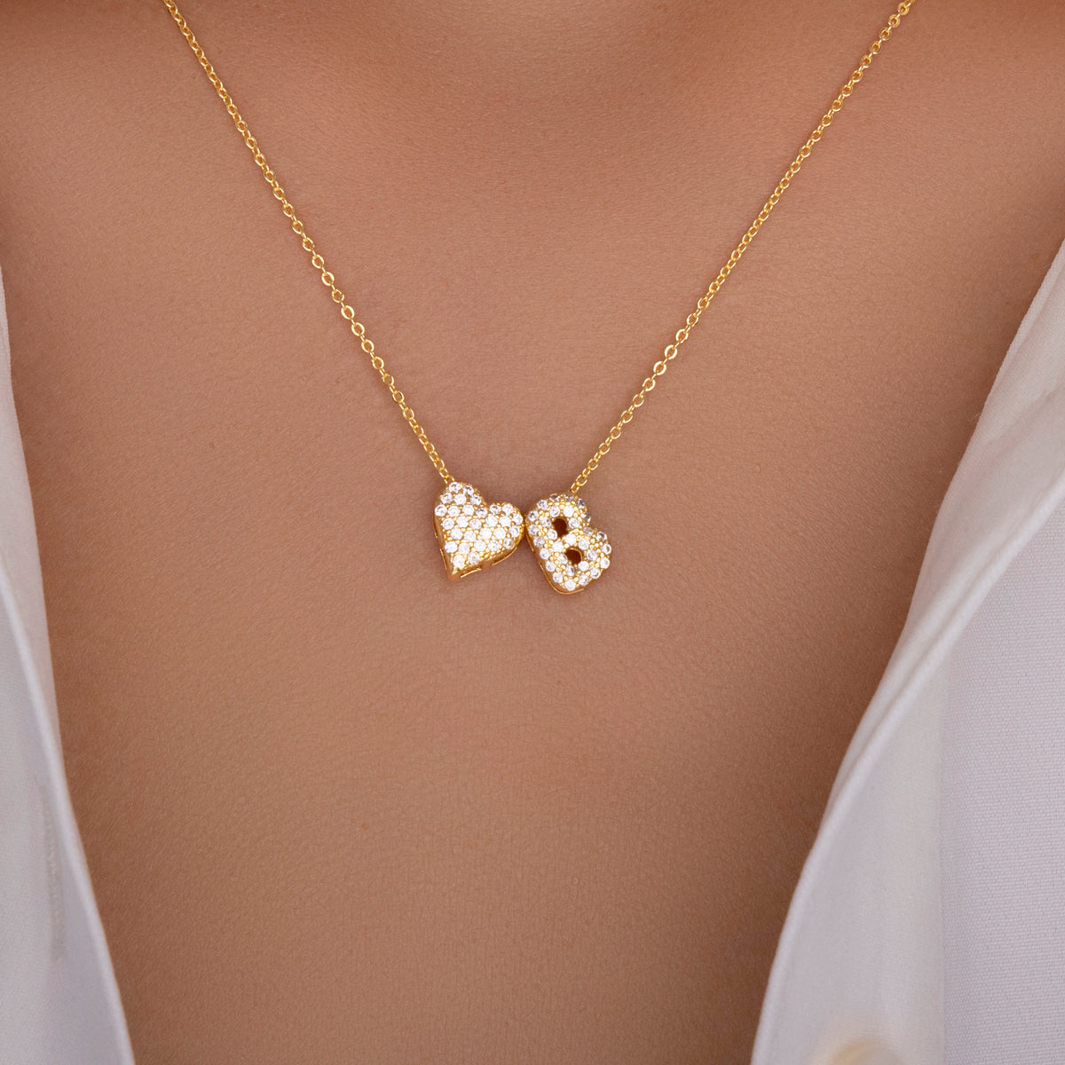 雙面愛心字母項鍊