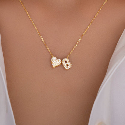 雙面愛心字母項鍊