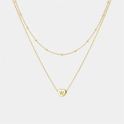 Layered Heart Initial Necklace