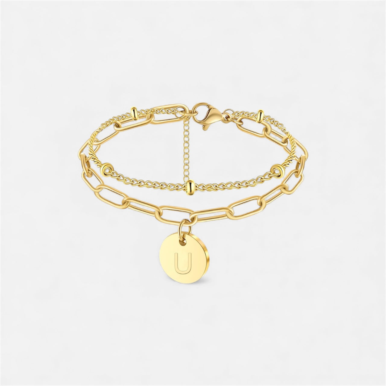 字母雙鏈條手鍊