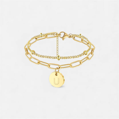 字母雙鏈條手鍊