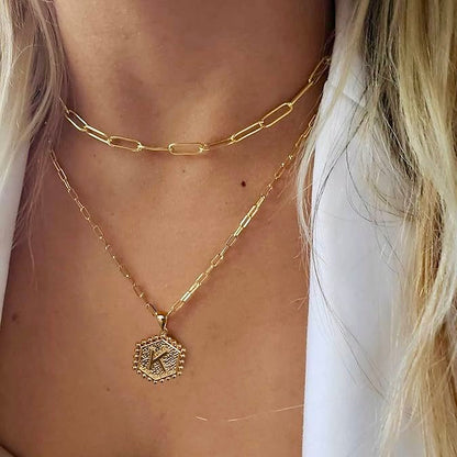 雙層回形針字母項鍊