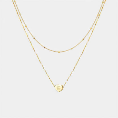 Layered Heart Initial Necklace