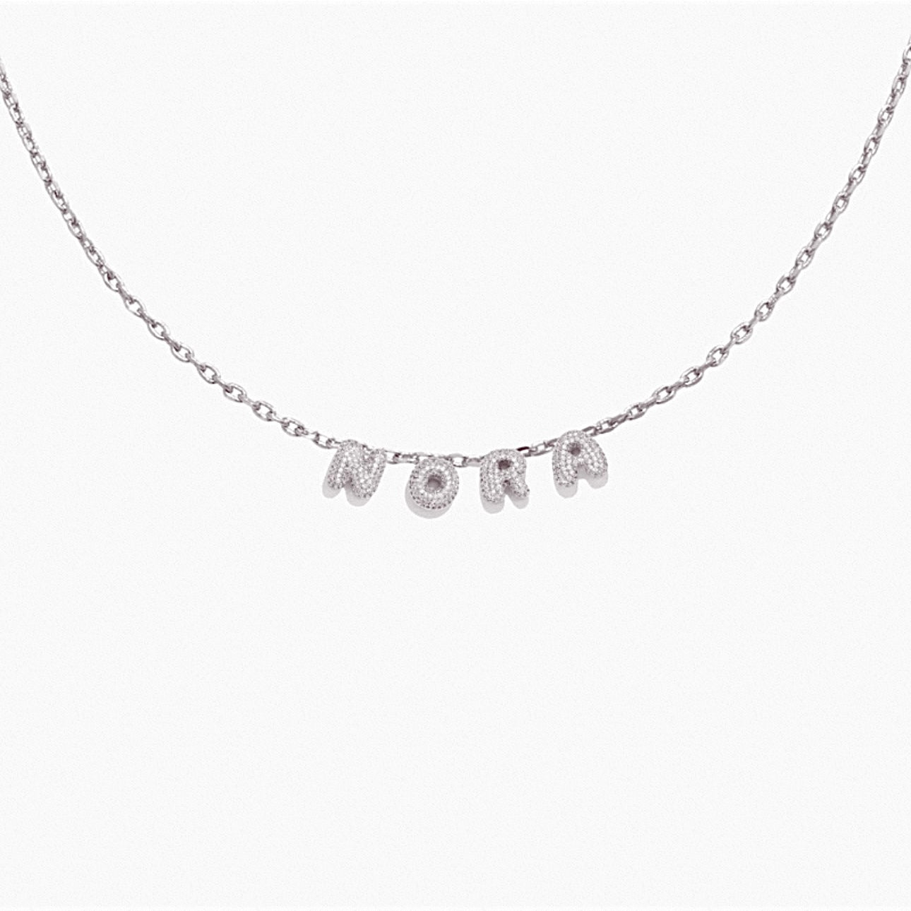 Mini Pavé Bubble Letter Necklace