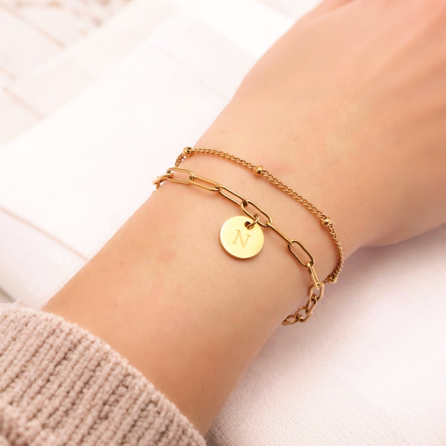 字母雙鏈條手鍊