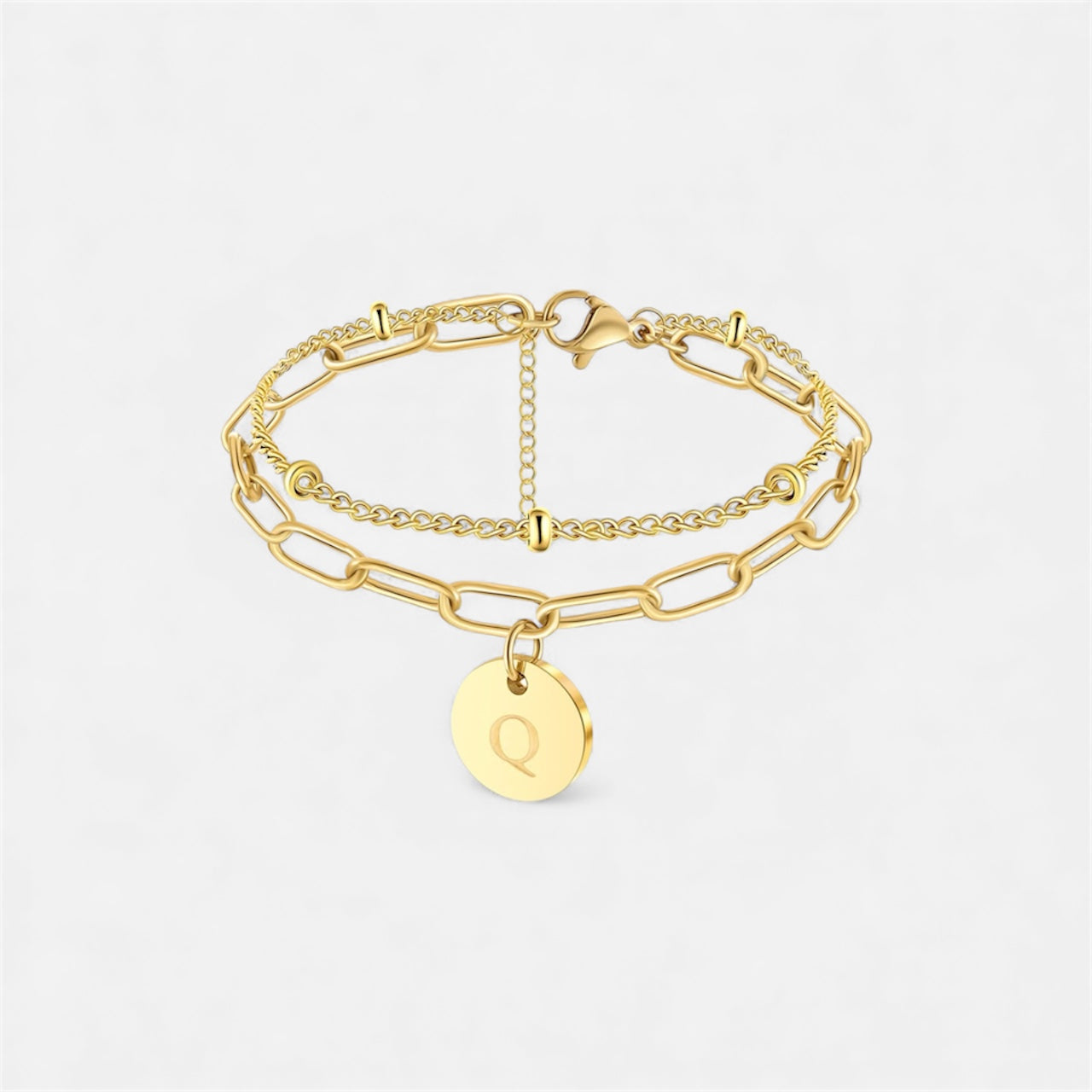 字母雙鏈條手鍊