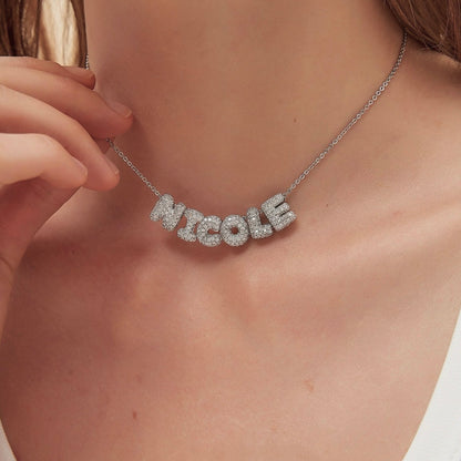 Mini Pavé Bubble Letter Necklace