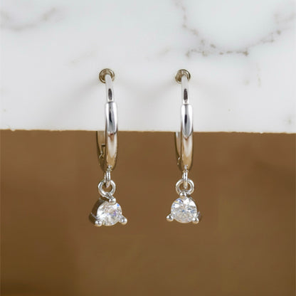 GRACIE Solitaire Huggie Hoop Earrings