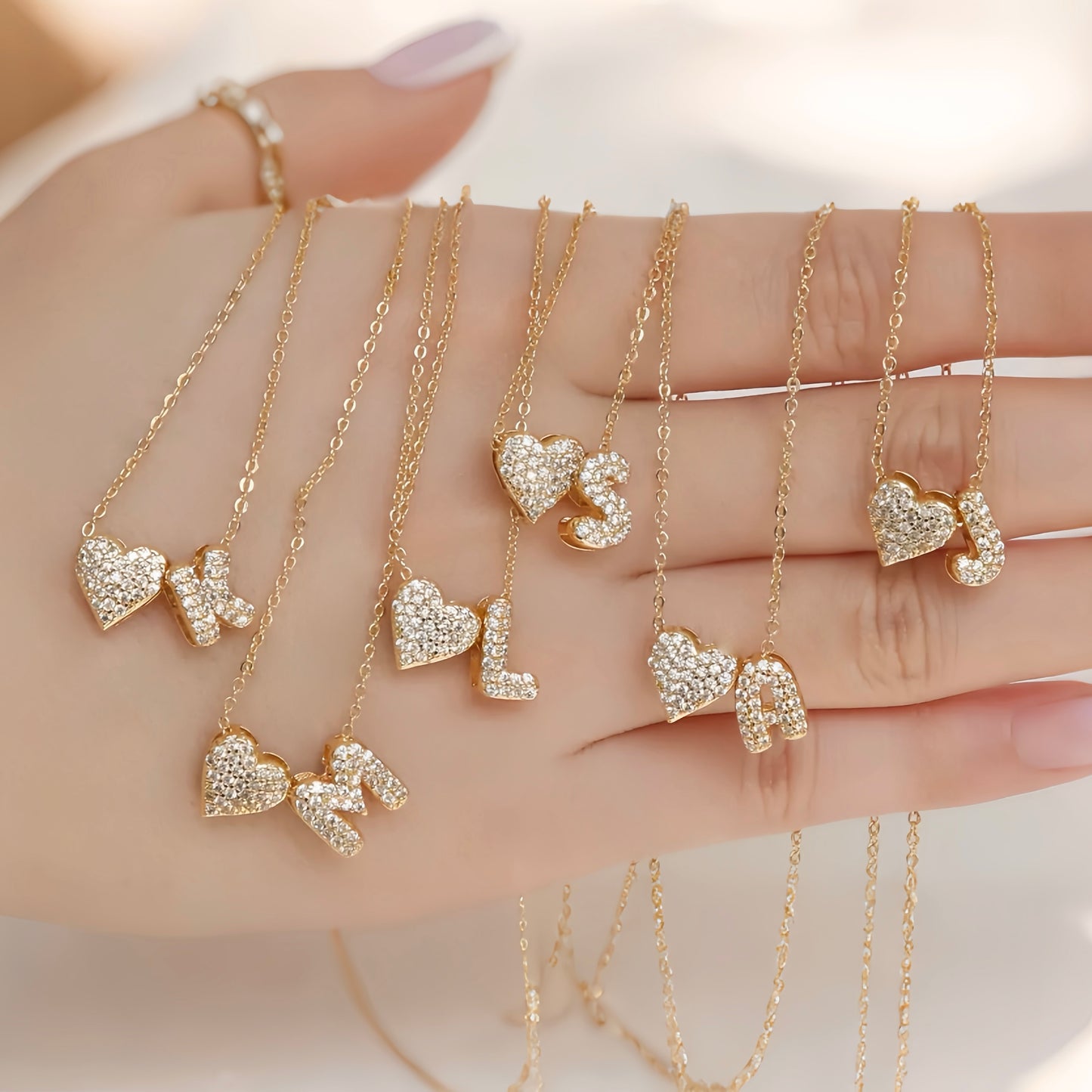 雙面愛心字母項鍊