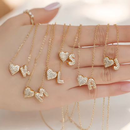 雙面愛心字母項鍊