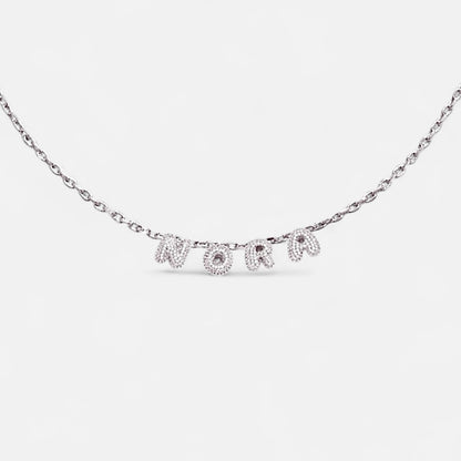Mini Pavé Bubble Letter Necklace