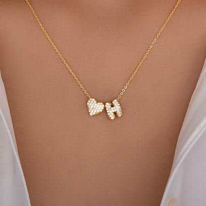 雙面愛心字母項鍊