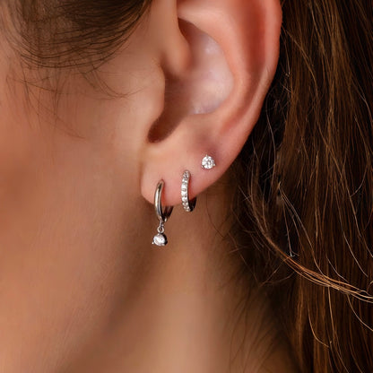 GRACIE Solitaire Huggie Hoop Earrings