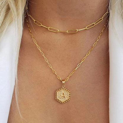 雙層回形針字母項鍊