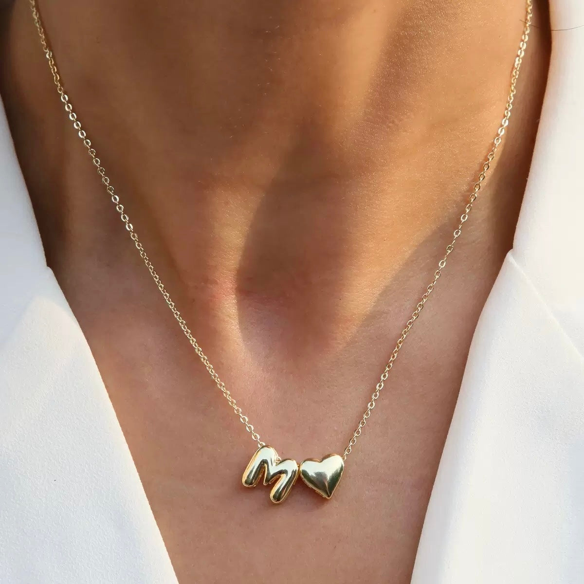 雙面愛心字母項鍊