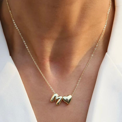 雙面愛心字母項鍊