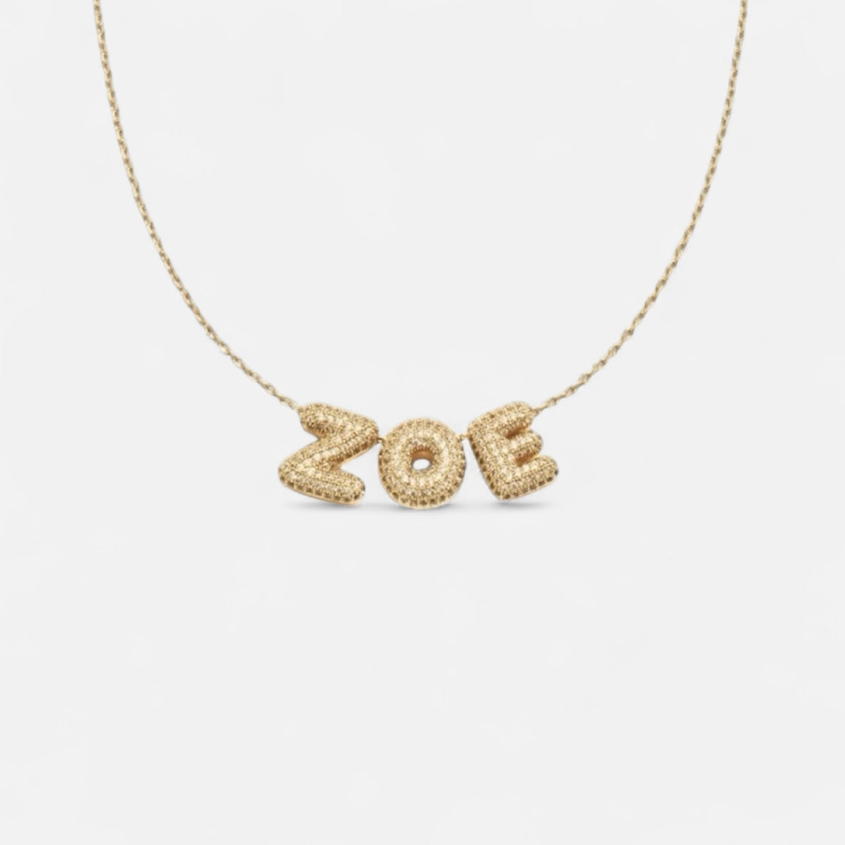 Mini Pavé Bubble Letter Necklace