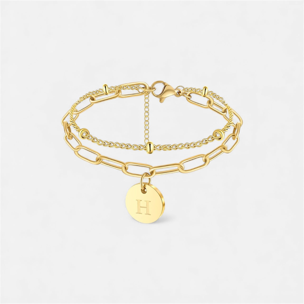 字母雙鏈條手鍊