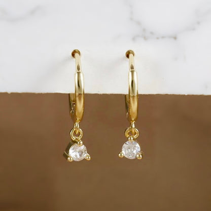 GRACIE Solitaire Huggie Hoop Earrings