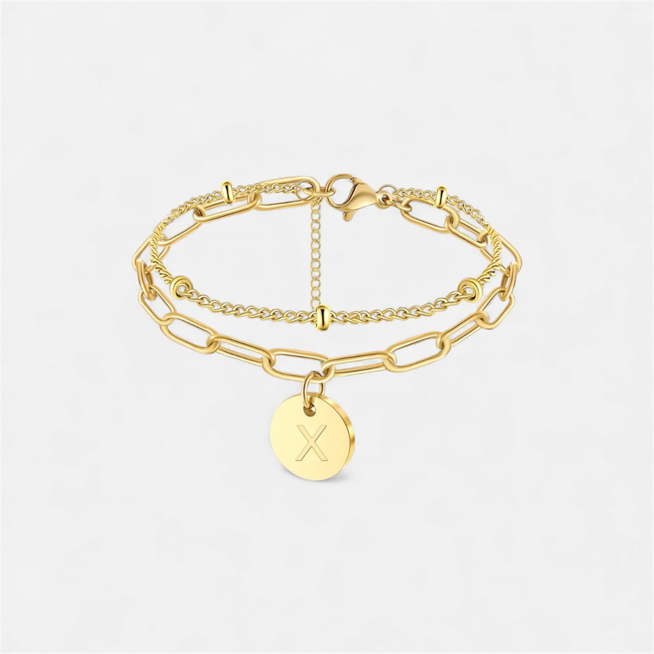 字母雙鏈條手鍊