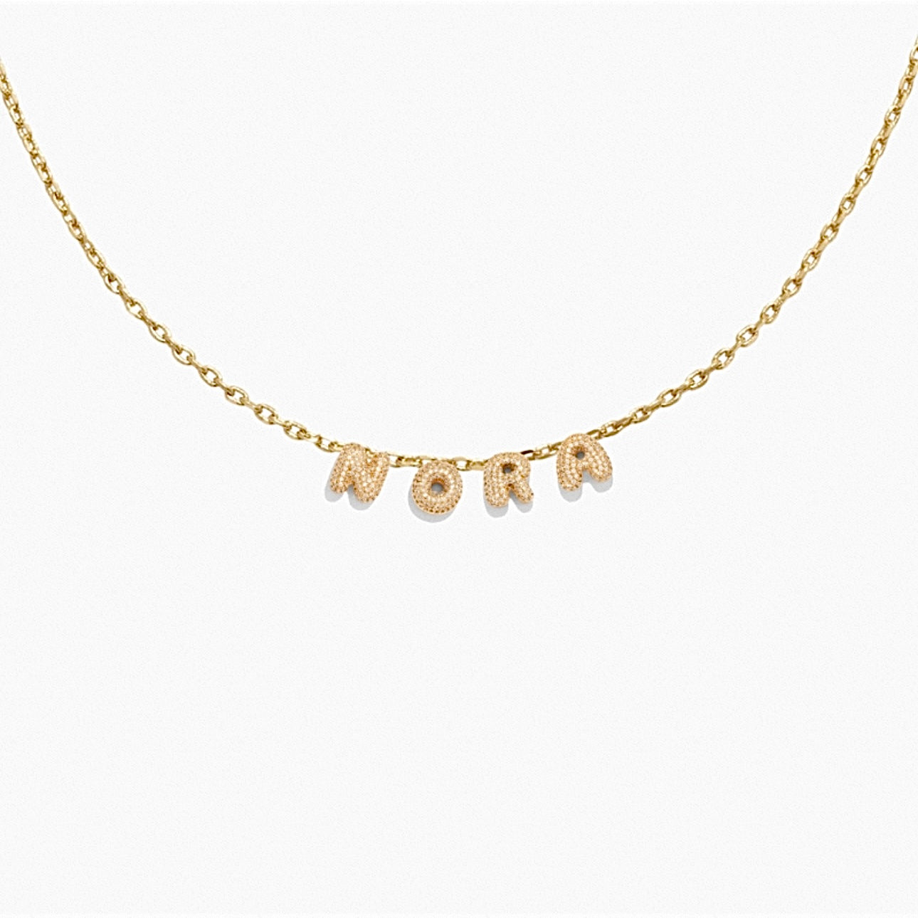 Mini Pavé Bubble Letter Necklace