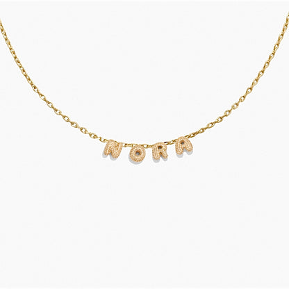 Mini Pavé Bubble Letter Necklace