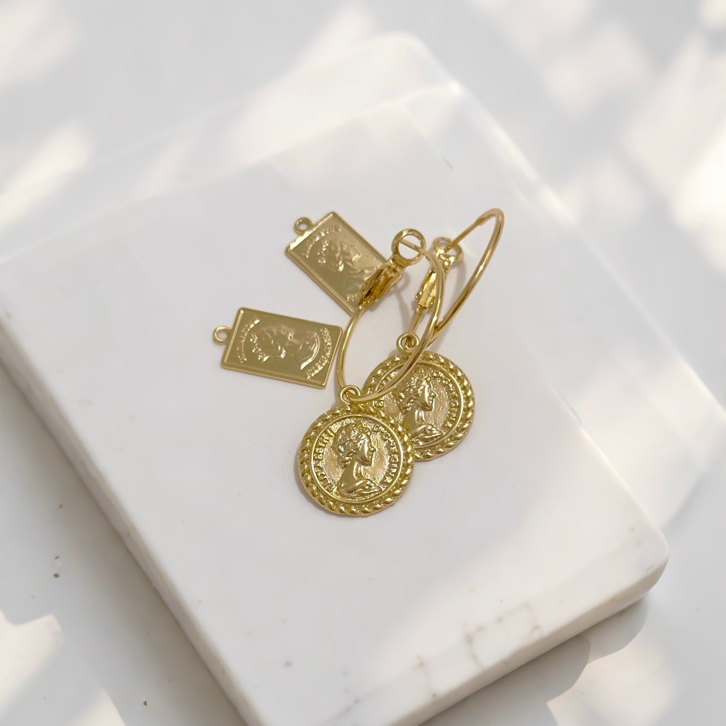 ELIZA Coin Medallion Hoop Earrings