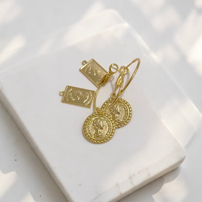 ELIZA Coin Medallion Hoop Earrings