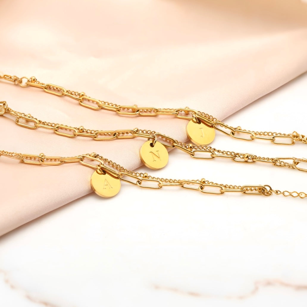 字母雙鏈條手鍊