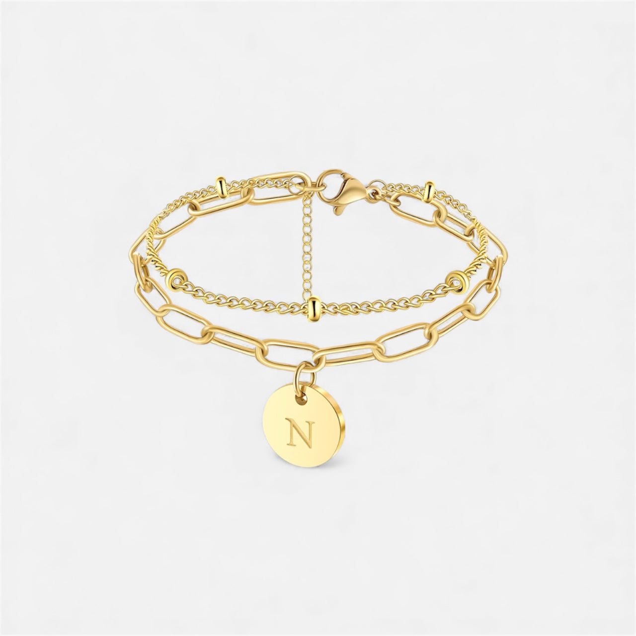 字母雙鏈條手鍊