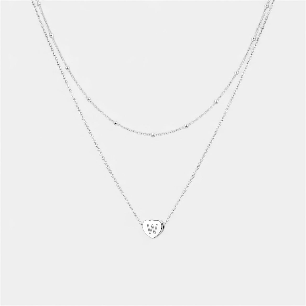 Layered Heart Initial Necklace