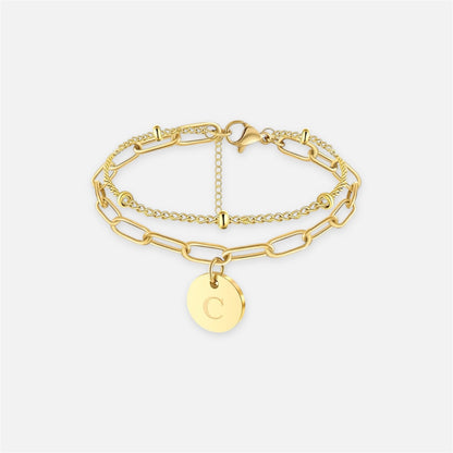 字母雙鏈條手鍊