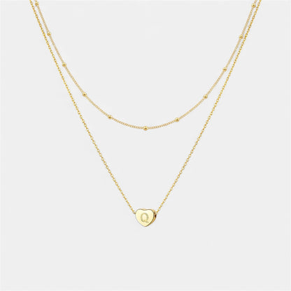 Layered Heart Initial Necklace