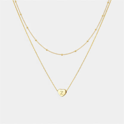 Layered Heart Initial Necklace