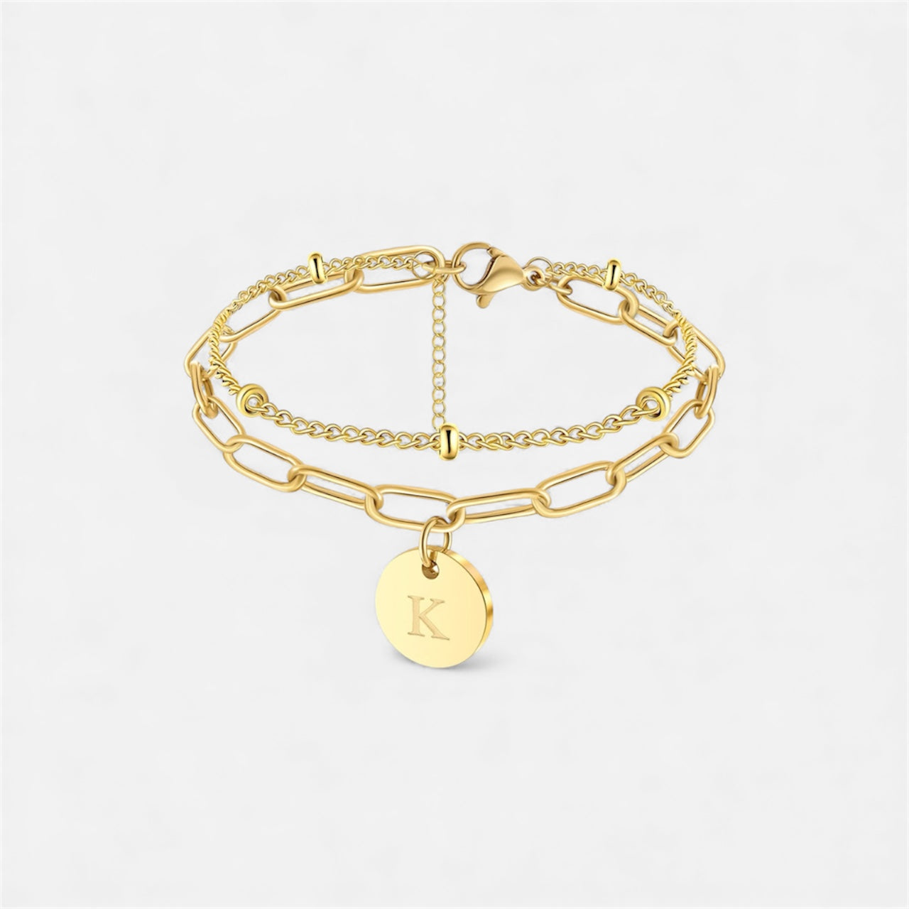 字母雙鏈條手鍊