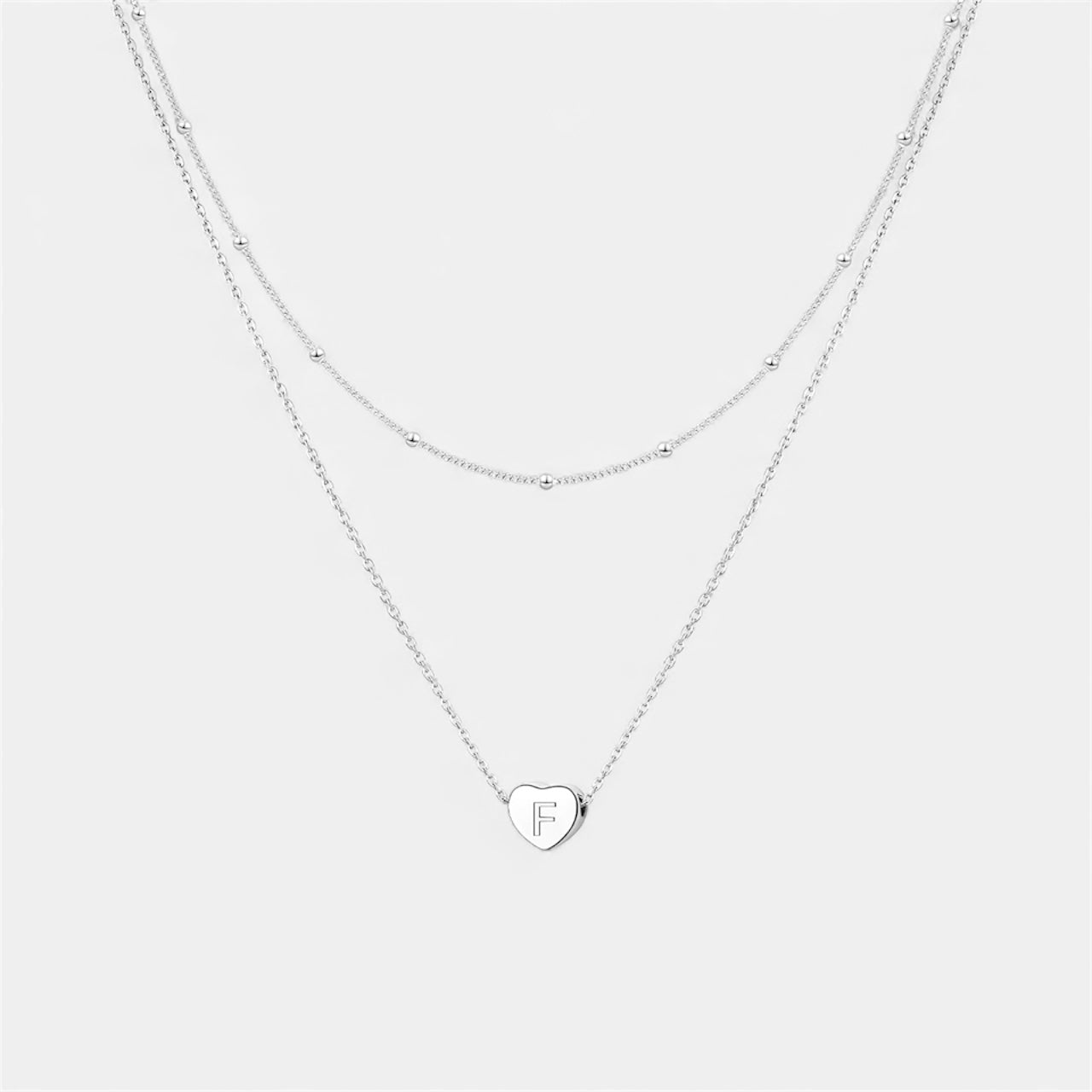 Layered Heart Initial Necklace