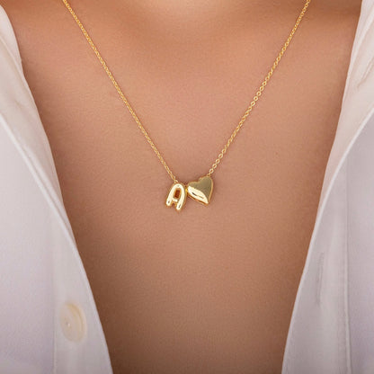 雙面愛心字母項鍊