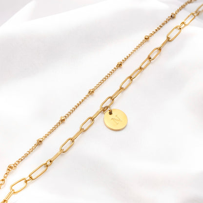 字母雙鏈條手鍊