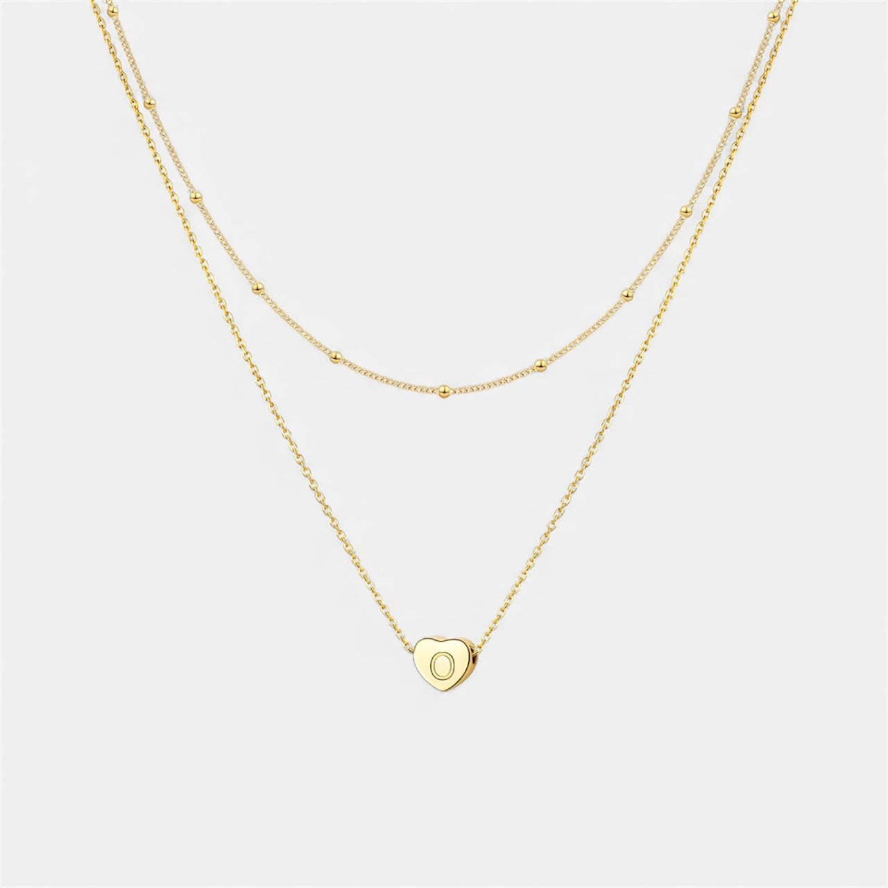 Layered Heart Initial Necklace