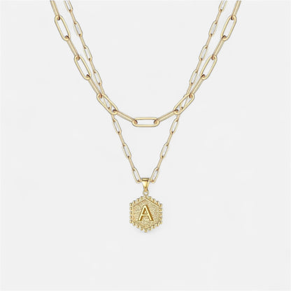 雙層回形針字母項鍊