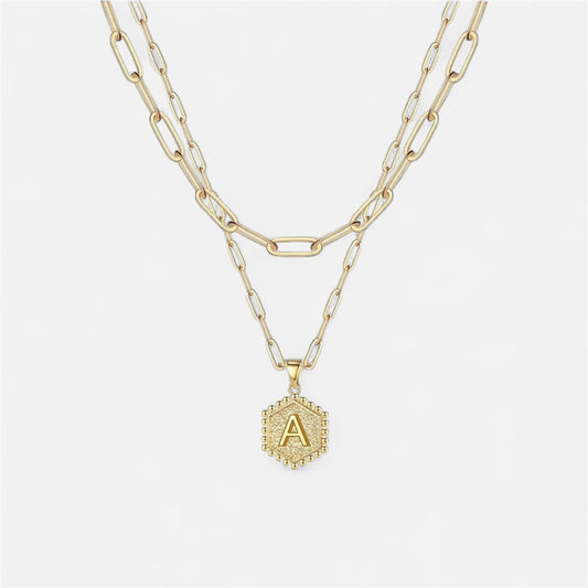 雙層回形針字母項鍊