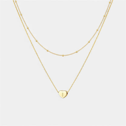 Layered Heart Initial Necklace