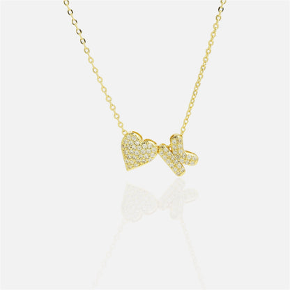 雙面愛心字母項鍊