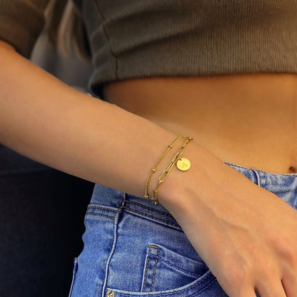 字母雙鏈條手鍊