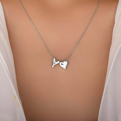 雙面愛心字母項鍊