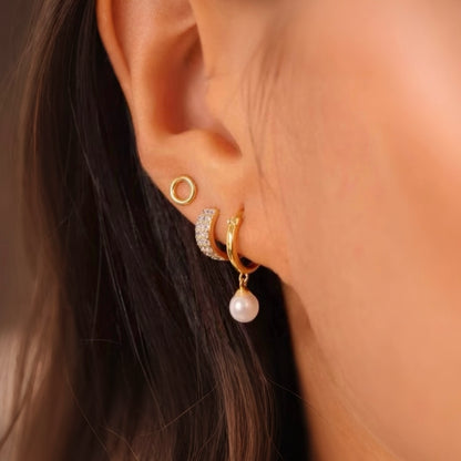 DORA Pearl Huggie Hoop Earrings