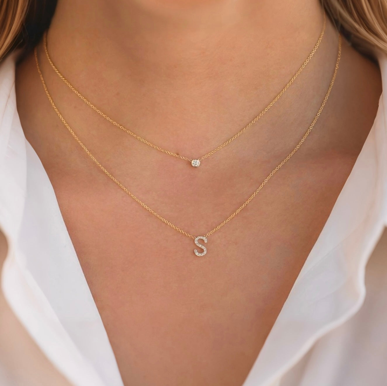 閃石單字母項鍊