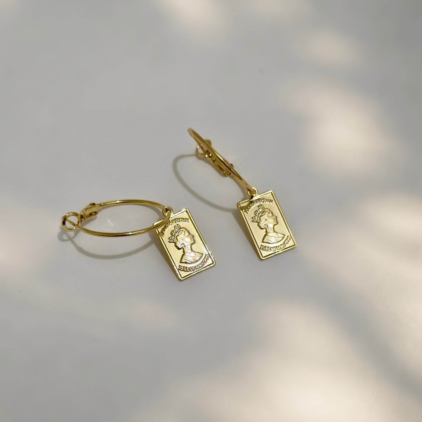 ELIZA Rectangle Medallion Hoop Earrings