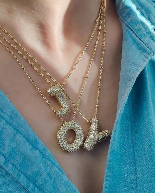 閃石泡泡字母項鍊